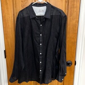 Tasso Elba Black Casual Button Down Shirt